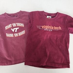 Virginia Tech Hokies Maroon & Orange T-Shirt Youth Size 2/4 Short Sleeve